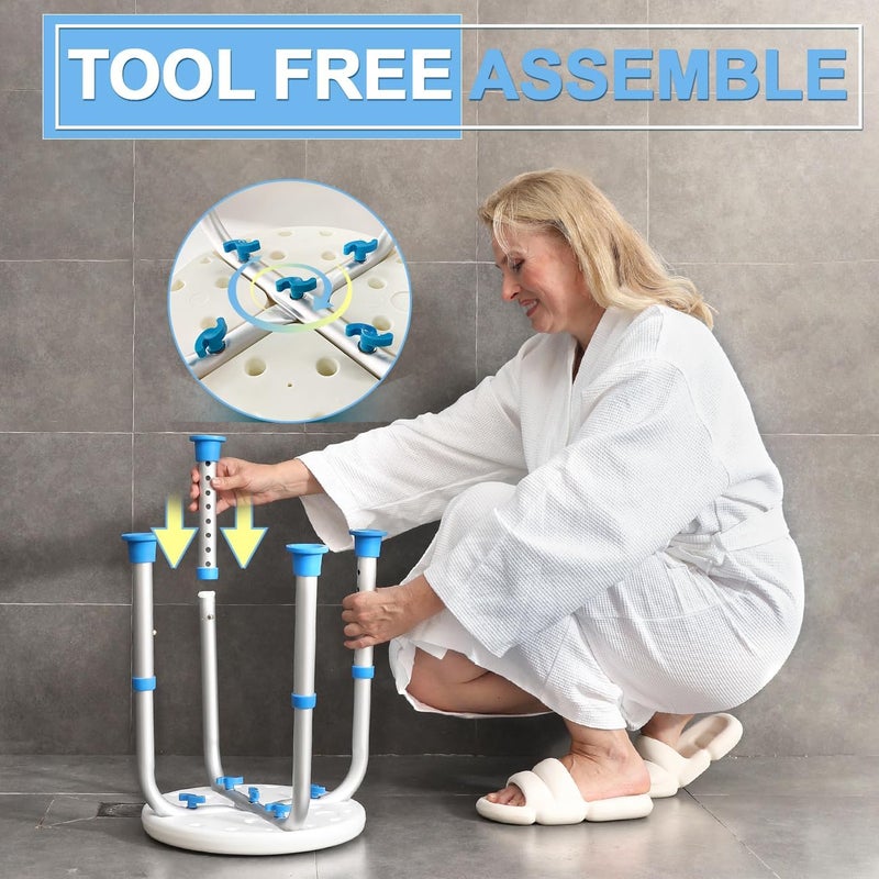 Souheilo Adjustable Shower Chair for Inside Shower, HSA/FSA Eligible Round Shower Stool for Inside Bathtub, Tool-Free Shower Seat for Elderly/Senior/Disabled/Pregnant - Image 5